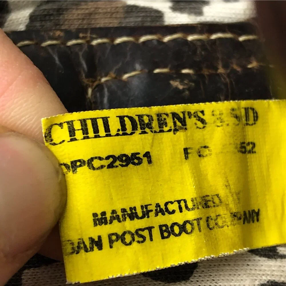 Dan Post Kids Size 8.5D Makucha Brown Leather Leopard Square Toe Boots FAIR